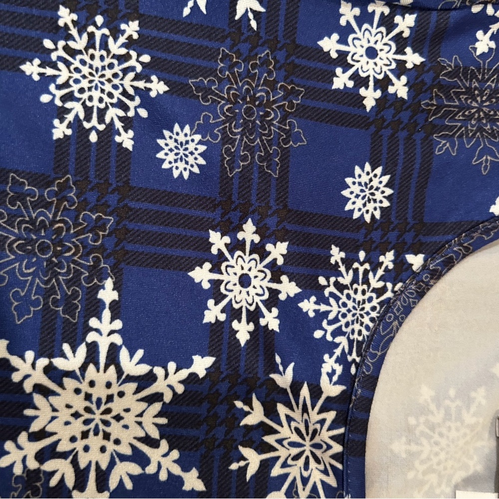 Super comfy blue plaid snowflake swing dress